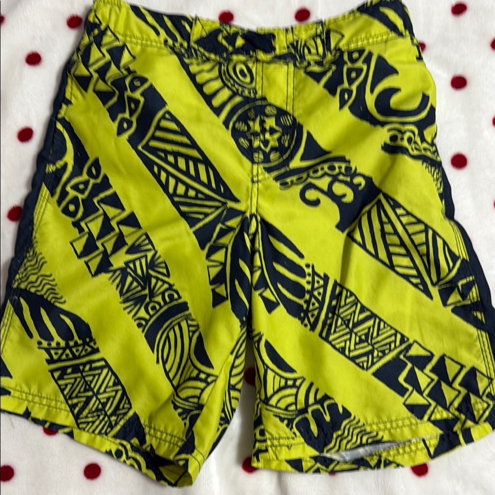 Cherokee Yellow and Black Swim Trunks with Geometric Patterns